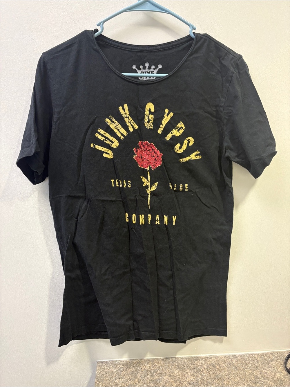 Junk Gypsy Black Short-Sleeve Tee with Red Rose Graphic
